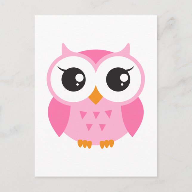 Carte Postale Petit hibou caricature rose pâle (Devant)