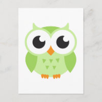 Petit hibou caricature vert pâle