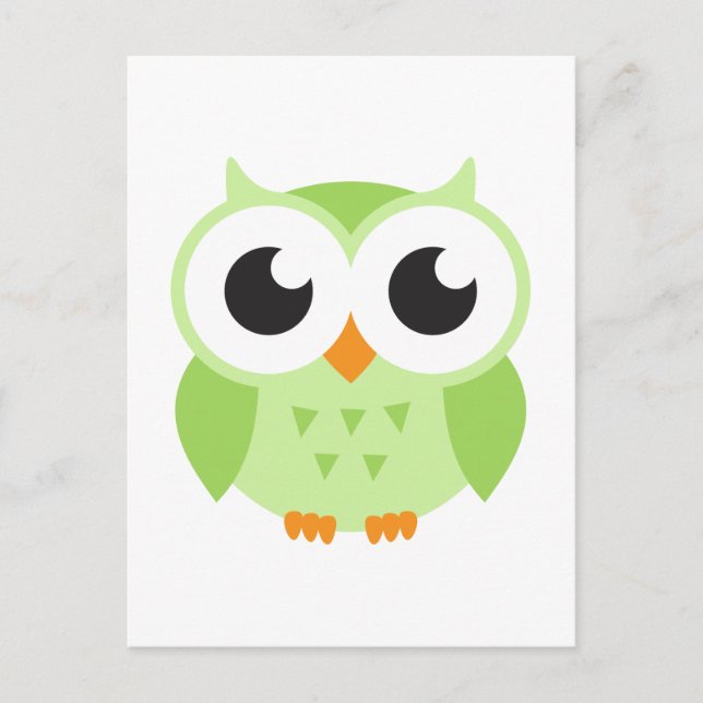 Carte Postale Petit hibou caricature vert pâle (Devant)