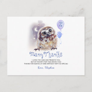 Carte Postale Petit hibou Merci d'anniversaire