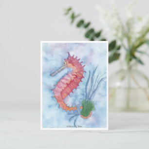Carte Postale Petit Hippocampe Rose