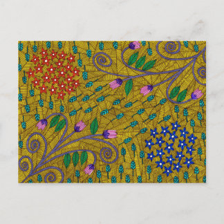 Carte Postale Petit Jardin Jaune Floral Et Feuille