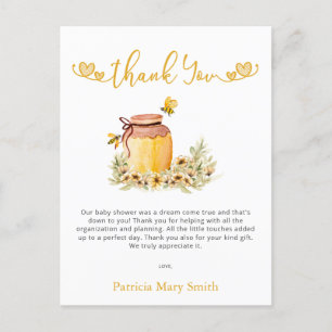 Carte Postale Petit Merci de Baby shower d'abeille à miel