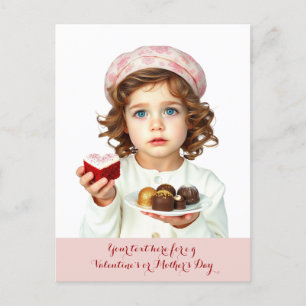Carte Postale Petit mignon avec chocolats en velours en forme de