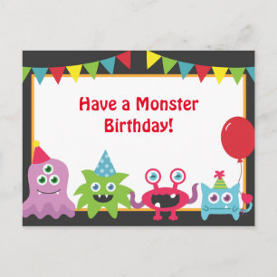 Carte Postale Petit Monstre mignon Joyeux Anniversaire