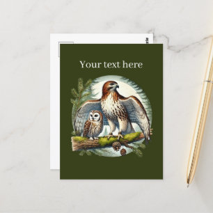 Carte Postale Petit oiseau amoureux d'aigle hibou