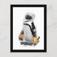 Petit Penguin portant un engin de hockey
