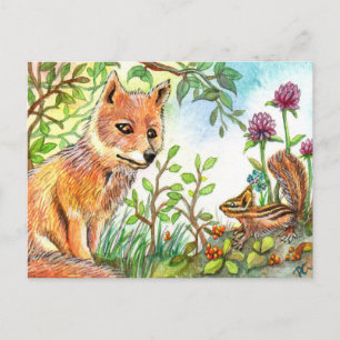 Carte Postale Petit Renard Et Tamia