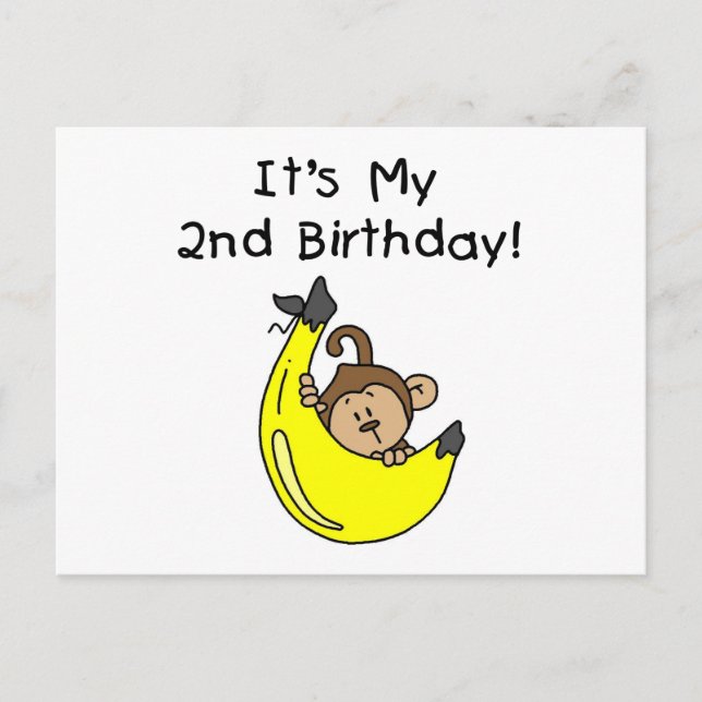 Carte Postale Petit singe sur Banana 2e anniversaire (Devant)