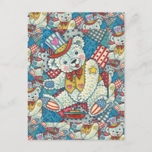 CARTE POSTALE PETITE BAIE TEDY PATRIOTIQUE, BATEAU ET PATCHWORD