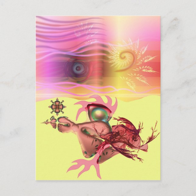 Carte Postale Petite beastie rose va courir (Devant)