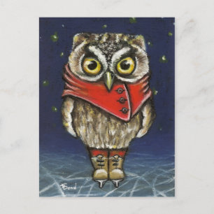 Carte Postale Petite chouette sur glace