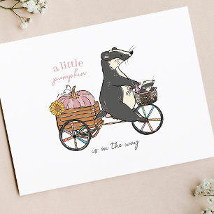 Carte Postale Petite Citrouille Automne Fille Baby shower Invita
