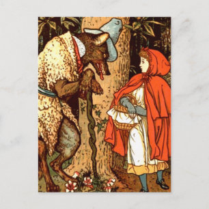 Carte Postale Petite Conte Fée Imaginaire Red Riding Hood