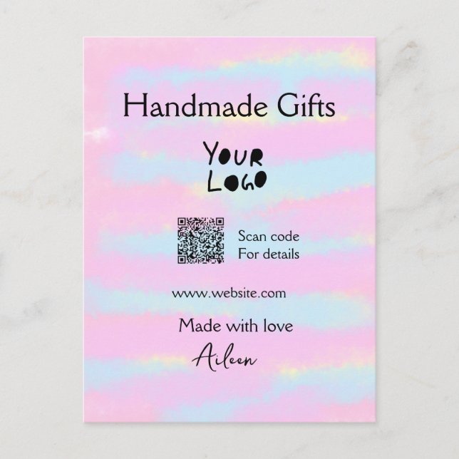 Carte Postale Petite entreprise cadeaux faits main de l'amour QR (Devant)