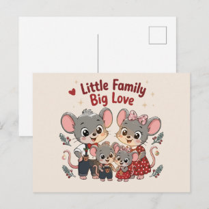 Carte Postale Petite Famille Grand Amour Souris Mignonne