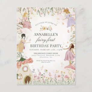 Carte Postale Petite Fée Premier Anniversaire Jardin Enchanté Fi