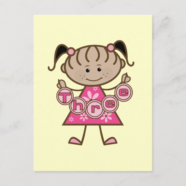 Carte Postale Petite fille 3e anniversaire Tshirts et cadeaux (Devant)
