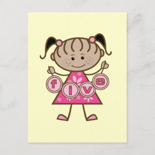 Carte Postale Petite fille 5e anniversaire Tshirts et cadeaux