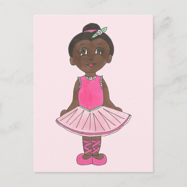 Carte Postale Petite fille Ballerina Ballet Danseuse Rose Rose T (Devant)