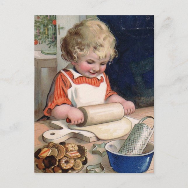 Carte Postale Petite Fille Cuisinière Cookies (Devant)