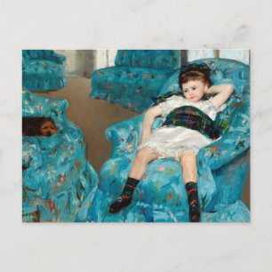 Carte Postale Petite fille dans un fauteuil bleu par Mary Cassat