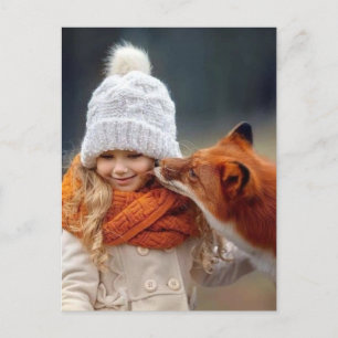 Carte Postale Petite fille et renard