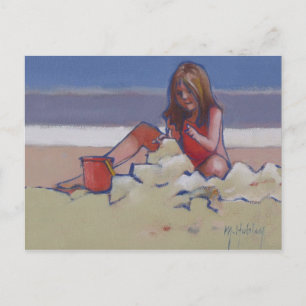 Carte Postale Petite fille mignonne jouant dans le sable
