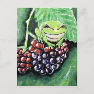 Carte Postale Petite grenouille d'arbre sur une peinture de Blac