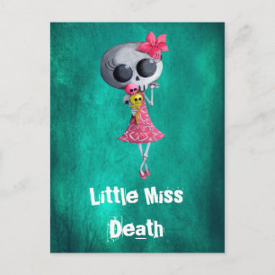 Carte Postale Petite Miss Mort avec crème glacée d'Halloween