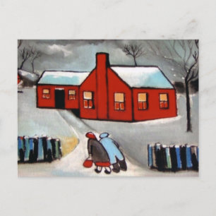 CARTE POSTALE PETITE NEIGE DE LA MAISON ROUGE