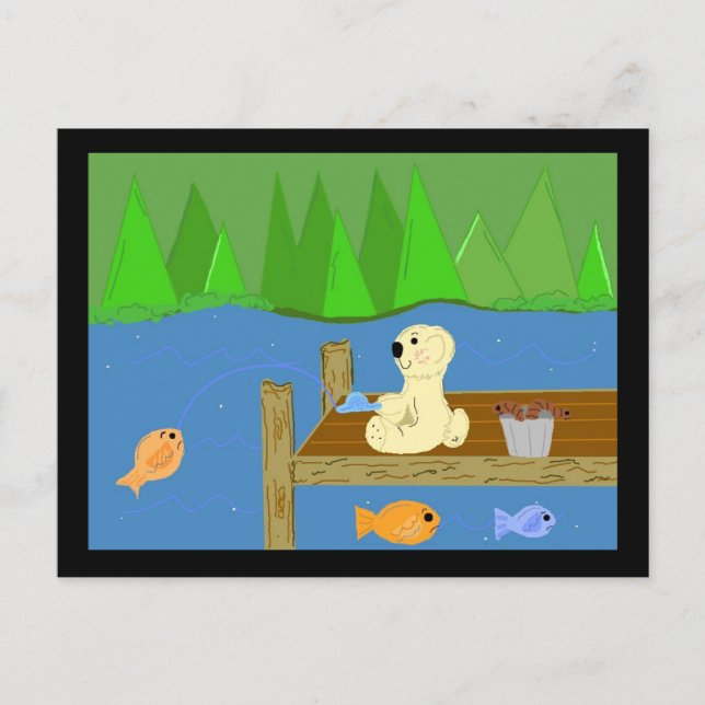 Carte Postale Petite ours sur le quai (Devant)