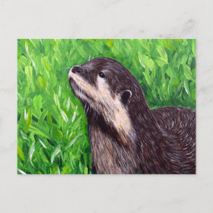 Carte Postale Petite peinture de loutre de rivière