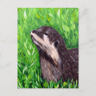 Carte Postale Petite peinture de loutre de rivière