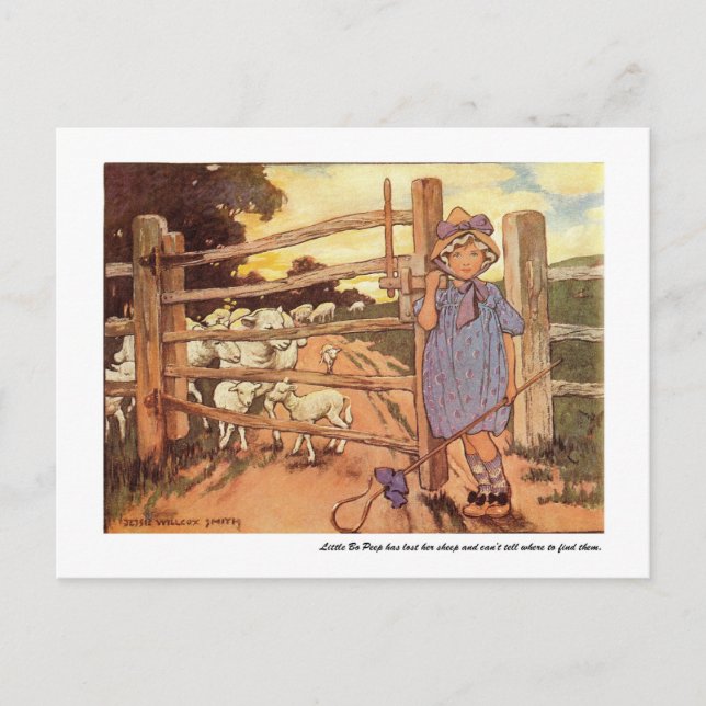 Carte Postale Petite rime de pépinière Bo-Peep (Devant)