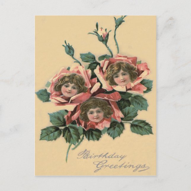 Carte Postale Petite Rose fille mignonne (Devant)