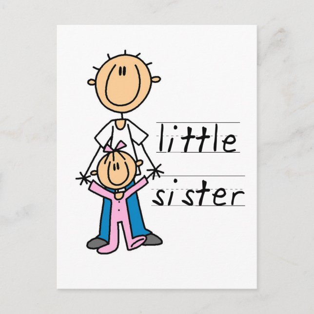 Carte Postale Petite Soeur avec T-shirts et cadeaux Big Brother (Devant)