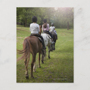 Carte Postale Petites filles à cheval