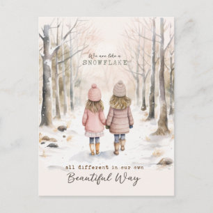 Carte Postale Petites Filles Inspirantes Neige Bois Hiver