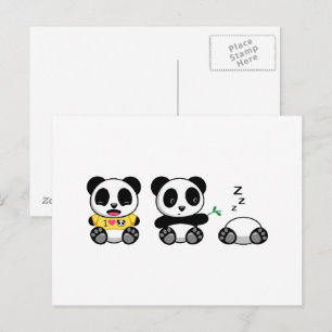 Carte Postale Petites Pandas mignonnes en blanc