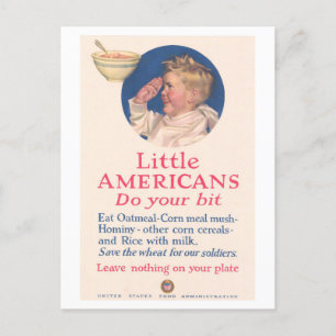 Carte Postale Petits Américains : Poster du Club Plate Propre WW