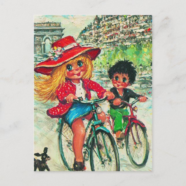 Carte Postale Petits Poulbots à vélo 2 (Devant)