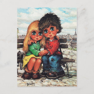 Carte Postale Petits Poulbots sur un banc