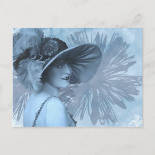 CARTE POSTALE PETULA, 1910 DAME EN GRAND CASQUETTE : BLEU