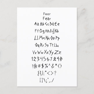 Carte Postale Peur - Feuille d'échantillonnage de police Zazzle