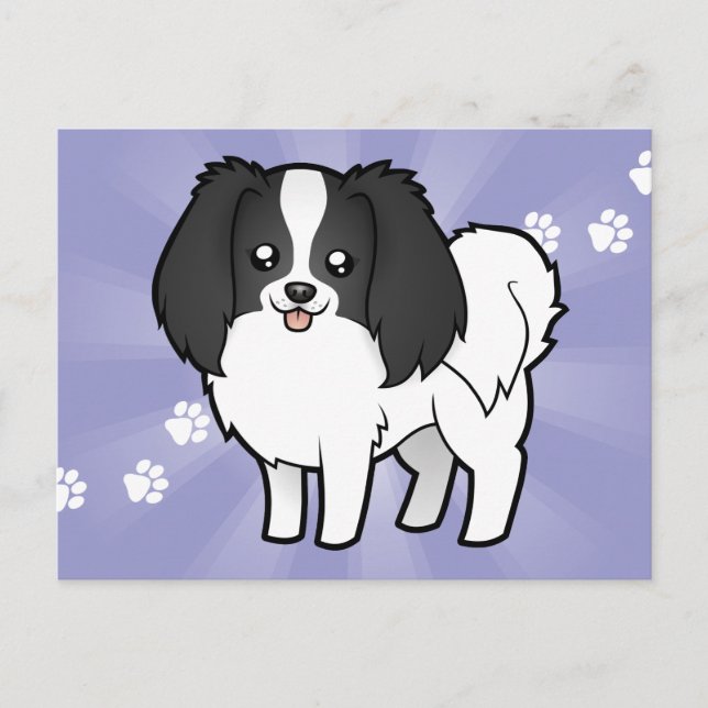 Carte Postale Phalène de dessin animé / Chin japonais (Devant)