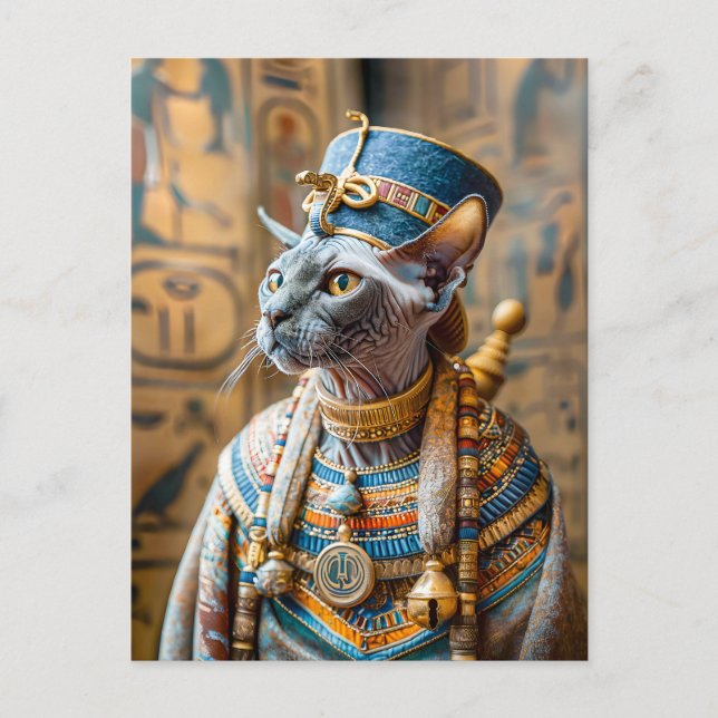Carte Postale Pharaon sans cheveux avec couronne (Devant)