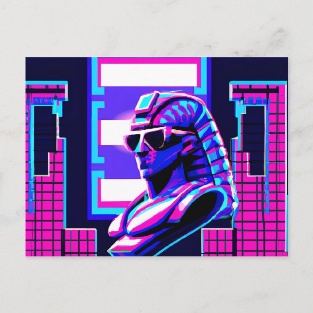 Carte Postale Pharaon Synthwave (Devant)