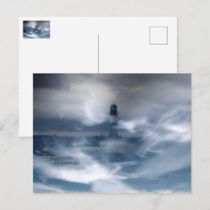 Carte Postale Phare dans la tempête - Mer Baltique