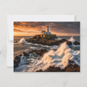 Carte Postale Phare dans une mer agitée